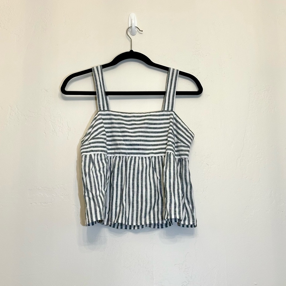 Lucky Brand Navy and White Crop Tank Top